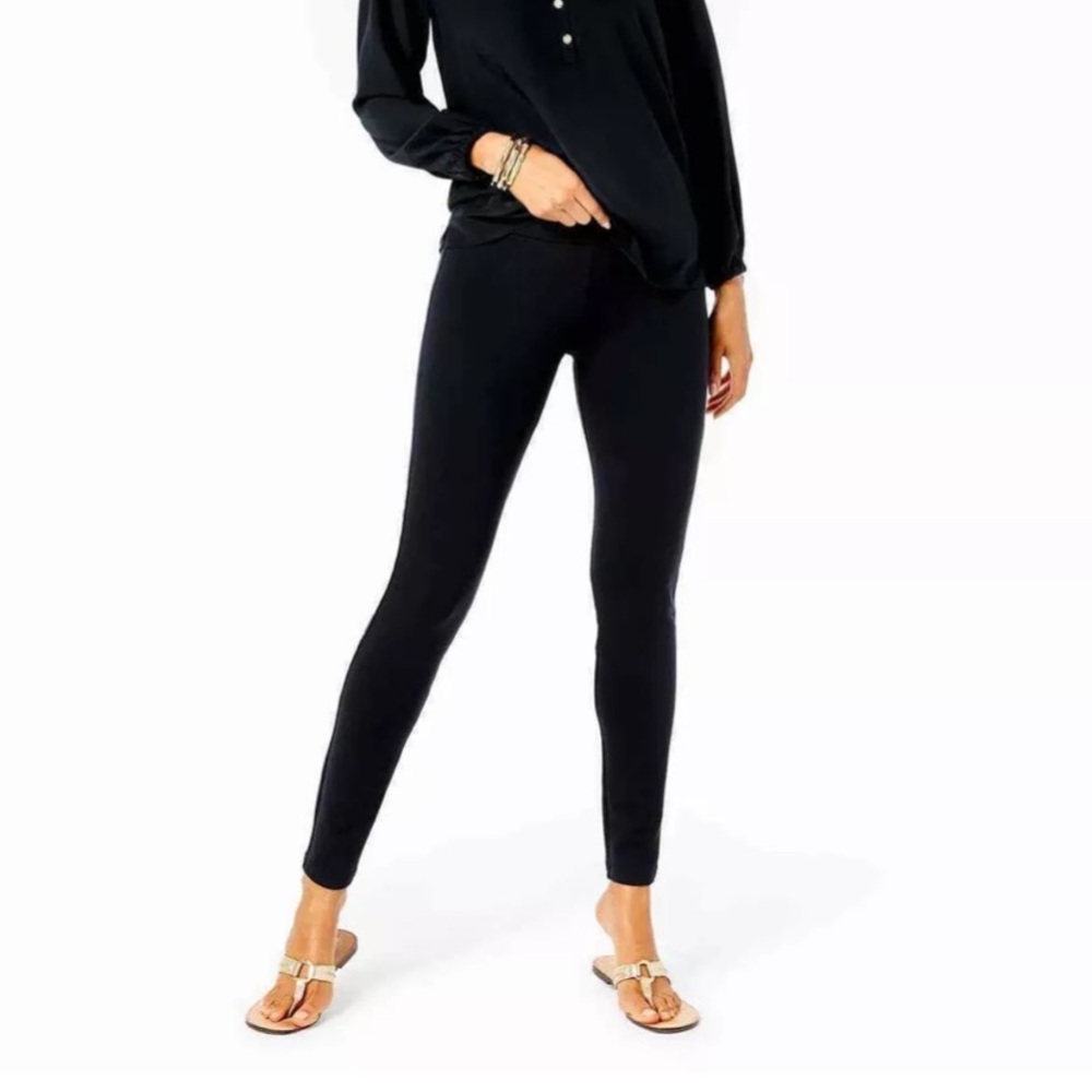 Lilly Pulitzer Mia 28" Black Onyx Pull On High Rise Ponte Leggings